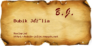 Bubik Júlia névjegykártya